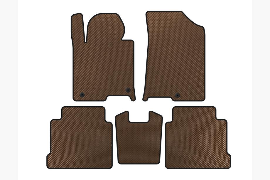Hyundai Sonata LF 2014-2019 EVA Floor Mats (SD, Brown) Image