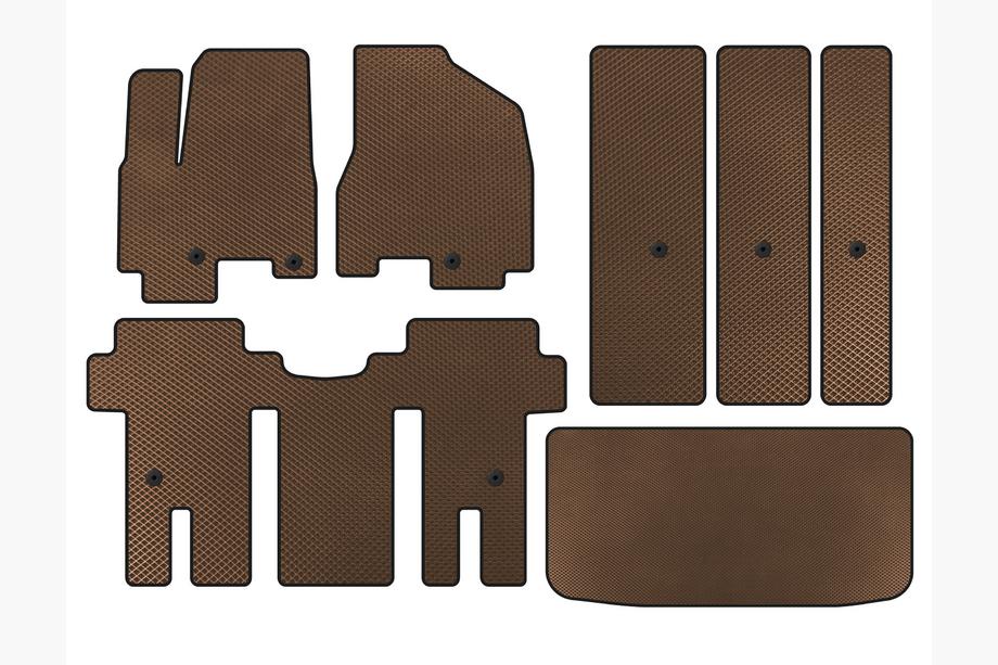Kia Carnival 2014-2020 EVA Floor Mats (full interior, Brown) Image