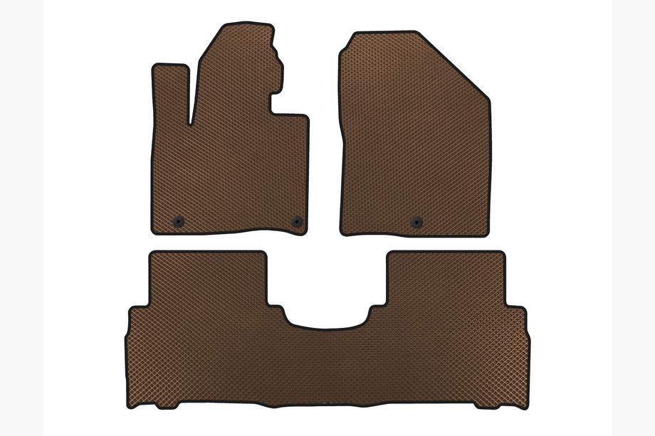 Kia Sorento III UM 2014-2020 EVA Floor Mats (2014-2018, 5-Seater, Brown) Image