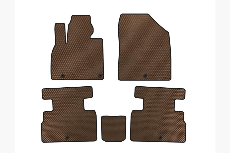 Kia Stonic 2017- EVA Floor Mats (2 Rows, 7-Seater, Brown) Image