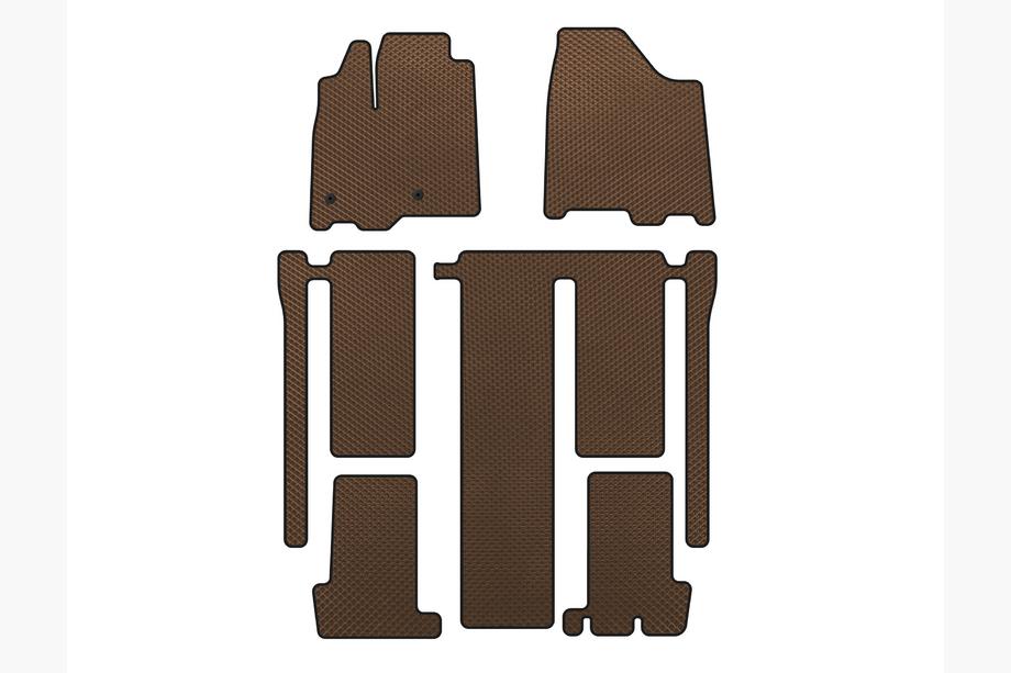 Toyota Sienna 2010-2020 EVA Floor Mats (3 Rows, Brown) Image