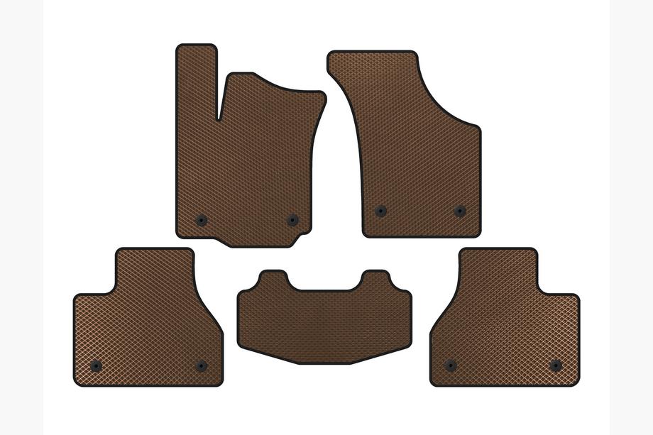Volkswagen Phaeton 2002-2016 EVA Floor Mats (SD, Short Wheelbase, Brown) Image