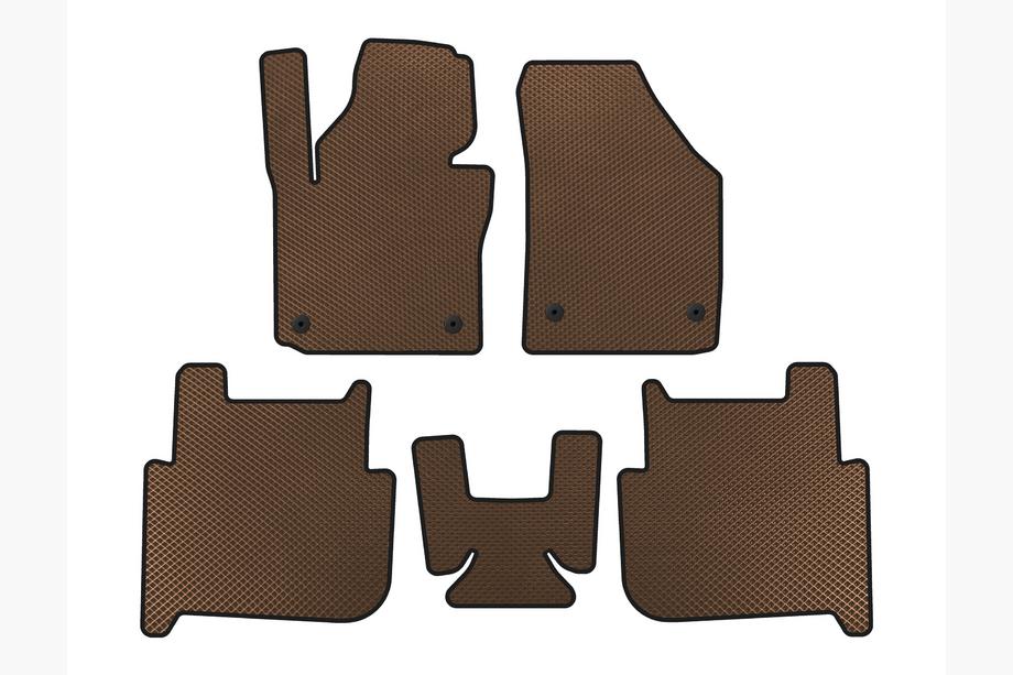 Volkswagen Touran 2003-2010 EVA Floor Mats (2 Rows, 2006-2010, 7-Seater, Brown) Image