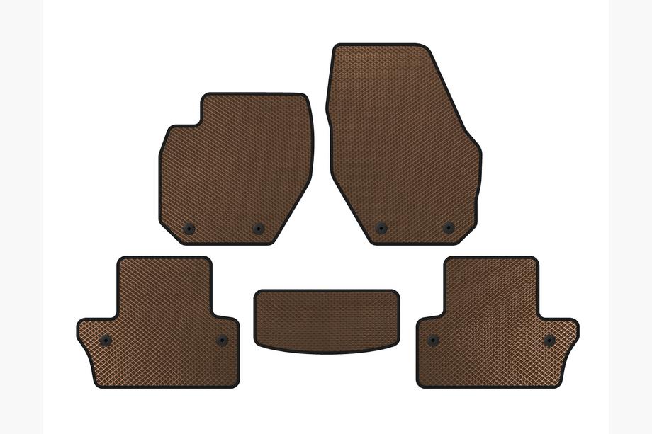 Volvo V60 2011-2018 EVA Floor Mats (SW, Brown) Image