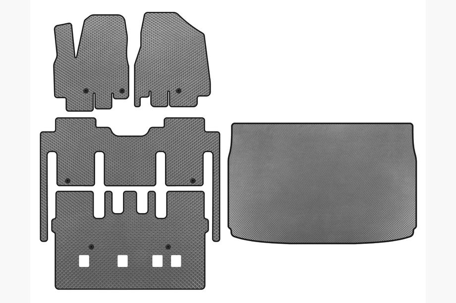 Kia Sedona 2014-2020 EVA Floor Mats (full interior, 8-seater, Gray) Image