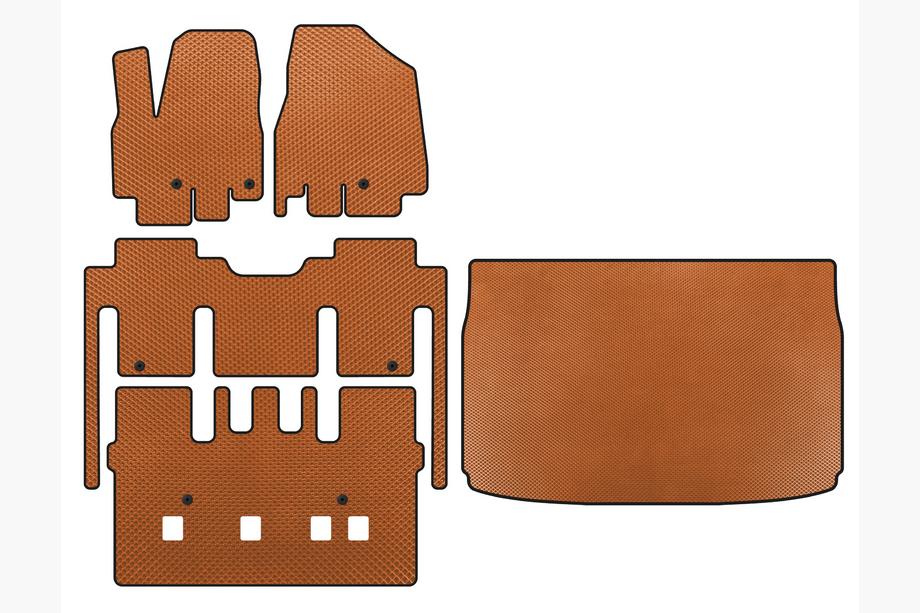 Kia Sedona 2014-2020 EVA Floor Mats (full interior, 8-seater, Orange) Image