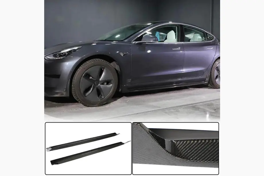 Tesla Model 3 2017- Door Sill Covers V4 (2017-2023, Carbon) Image