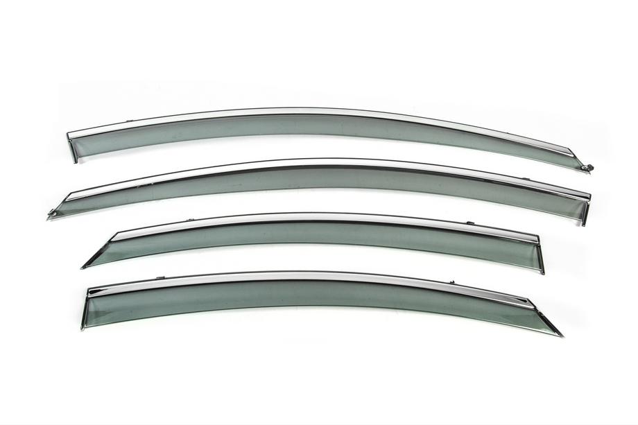 Hyundai Sonata YF 2010-2014 Window Deflectors with Chrome Trim Niken Luxury (4 pcs) Image
