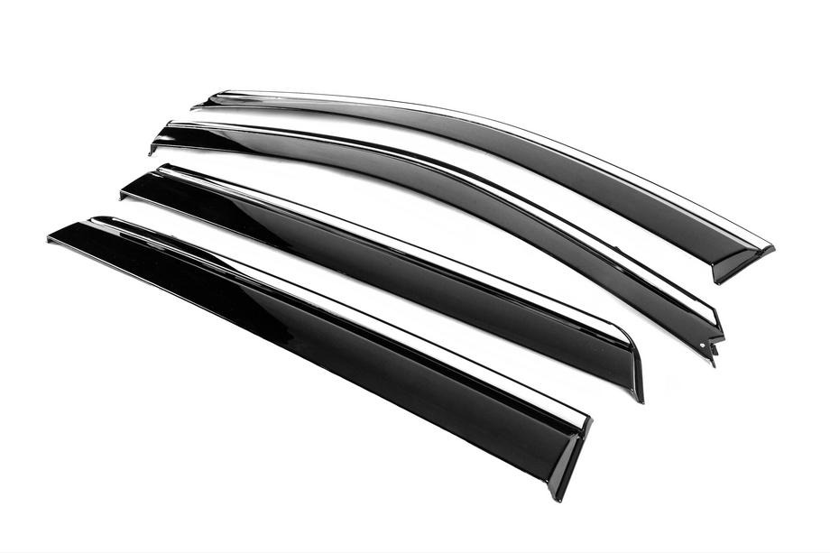 Hyundai Santa Fe 2 2006-2012 Window Deflectors with Chrome Trim Niken Luxury (4 pcs) Photo 2