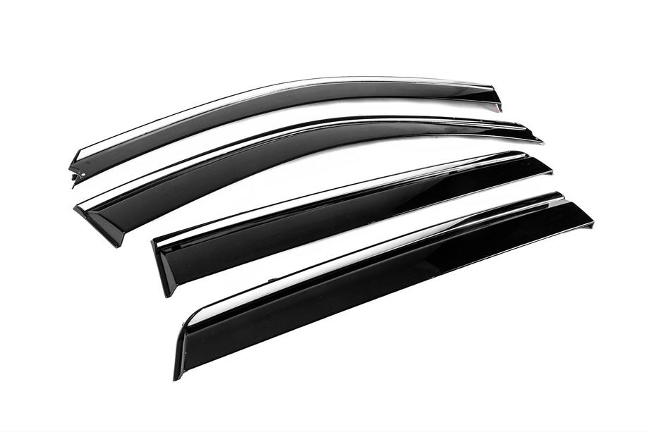 Hyundai Santa Fe 2 2006-2012 Window Deflectors with Chrome Trim Niken Luxury (4 pcs) Photo 3