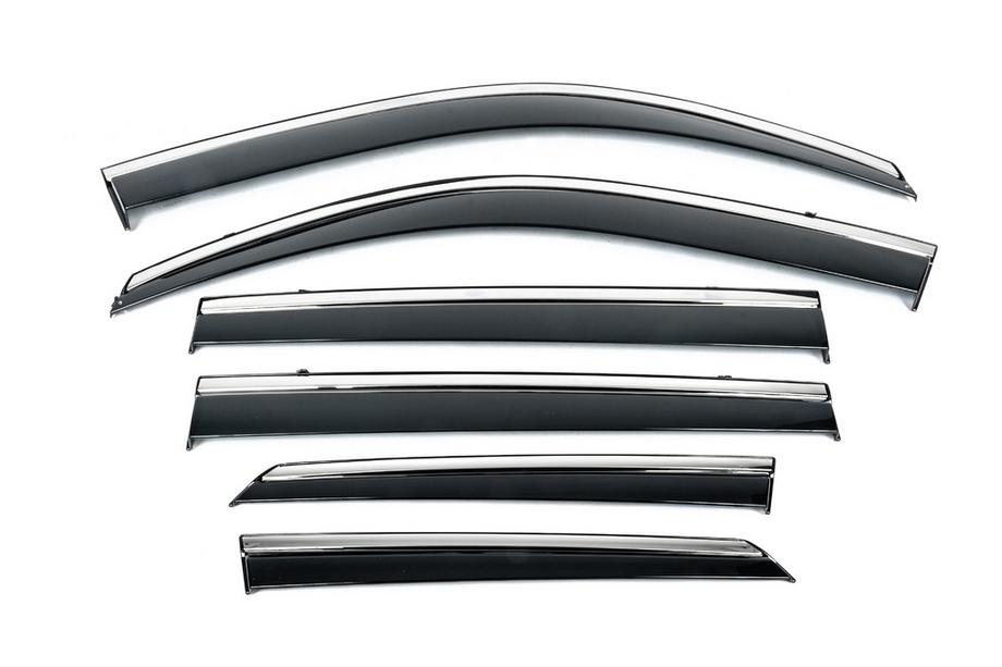 Hyundai Santa Fe 4 2018-2023 Niken Luxury Chrome Window Deflectors (2020-2023, 6 pcs) Image