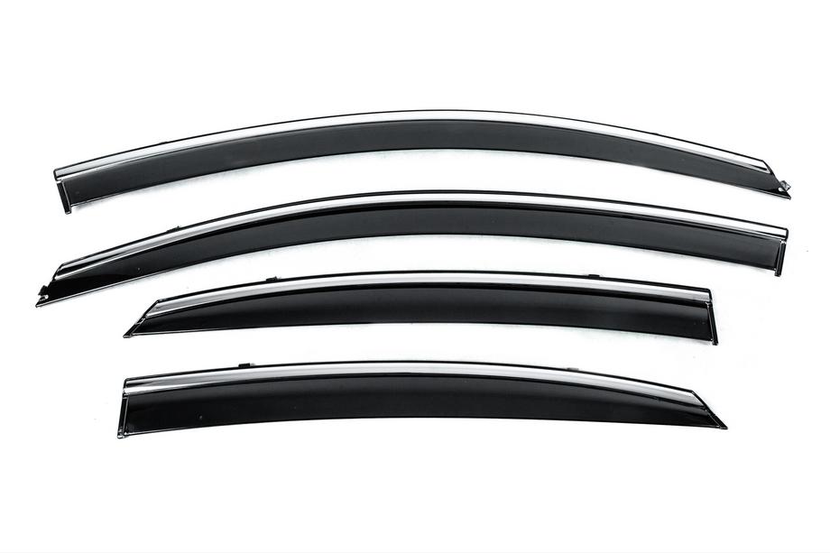 Hyundai Accent 2017-2023 Window Deflectors with Chrome Trim Niken Luxury (4 pcs) Image