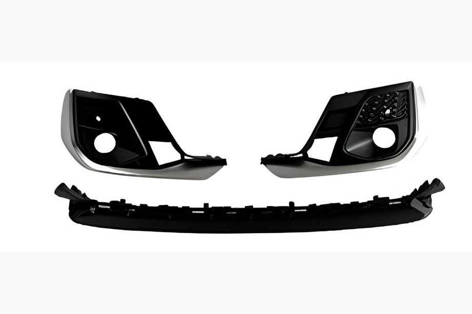Audi A8 2018- Fog light grilles with lower bumper grille S-Style (2022+, 2+1 pcs, Black) Photo 1