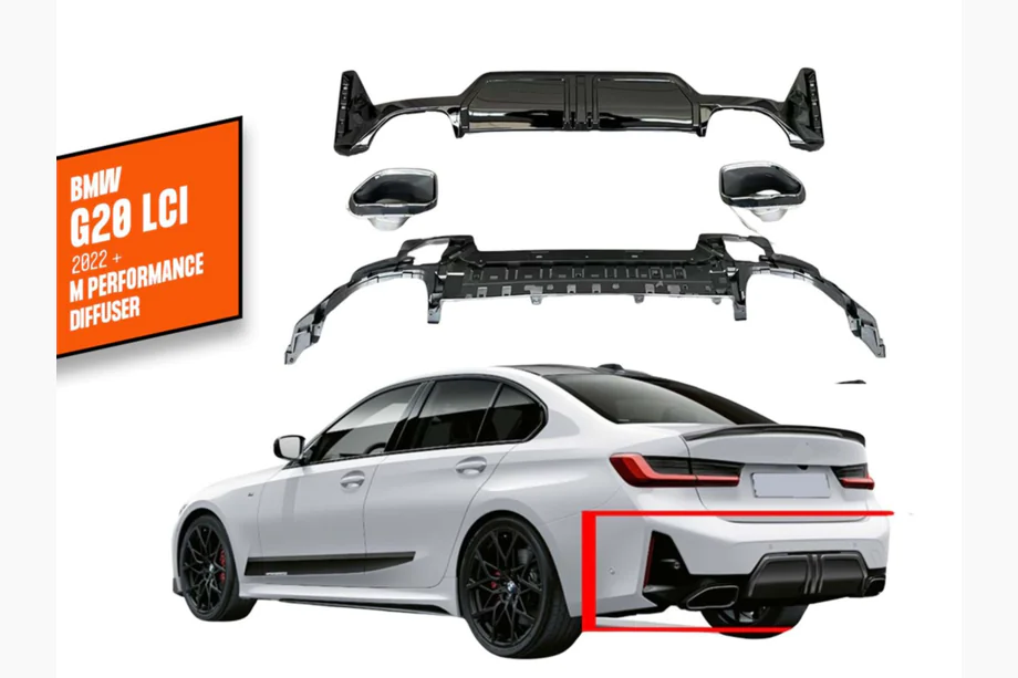 BMW 3 Series G20/G21 2018- Rear diffuser with tips DPT (2022+, M-Performance) Image