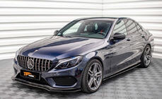 Mercedes C-class W205 2014-2021 Front bumper lip DPT V2 (2014-2018, for AMG-Line only, gloss black) photo 1