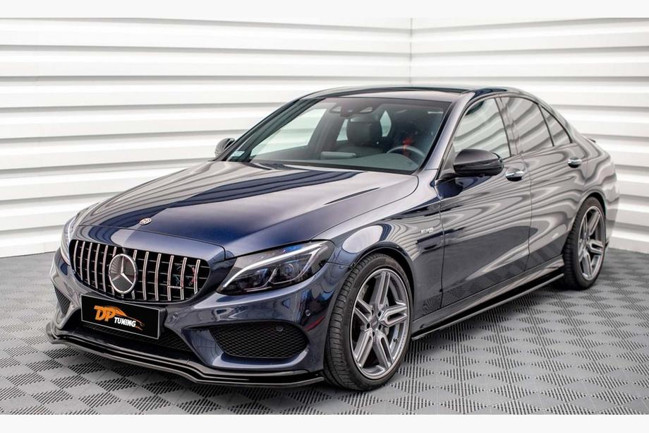 Mercedes C-class W205 2014-2021 Front bumper lip DPT V2 (2014-2018, for AMG-Line only, gloss black) Image