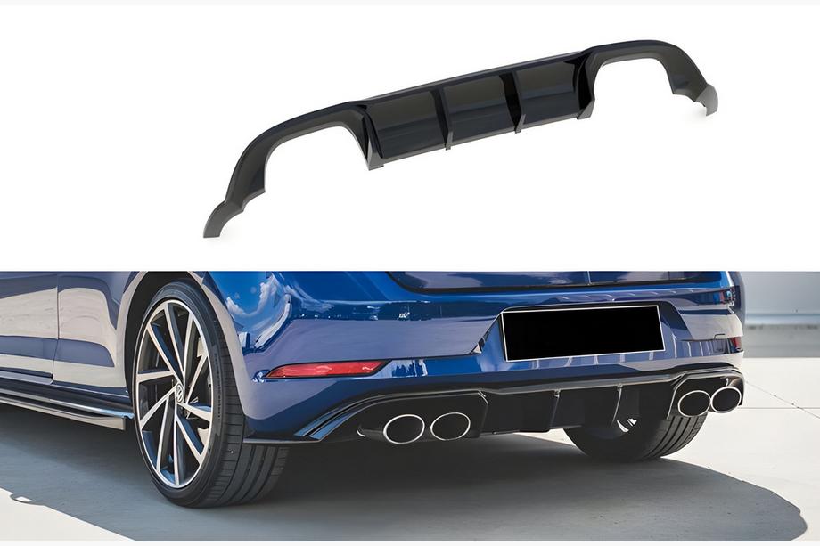 Volkswagen Golf 7/E-Golf 2012-2020 Rear Diffuser DPT V-3 (for R / R-Line, 2017-2020, Gloss Black) Image