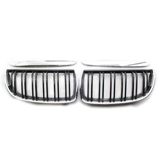 Kidney Grilles M-Look (for E-90/91 2005-2008, Gloss Black with Chrome Trim) photo 2