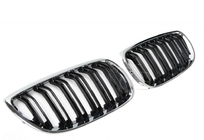 BMW 3 Series E92/E93 2006–2013 M-Look Kidney Grilles (for 2005-2009, Gloss Black with Chrome Trim) photo 2