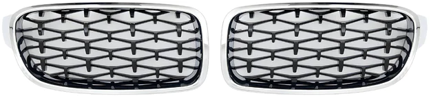 BMW 3 Series F30/F31 2012-2019 Diamond Black Kidney Grilles with Chrome Trim photo 2