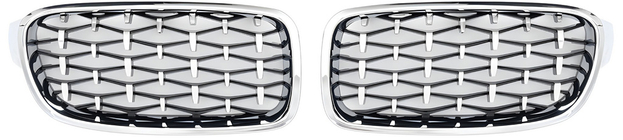 BMW 3 Series F30/F31 2012-2019 Diamond Silver Kidney Grilles (Chrome Trim) photo 2
