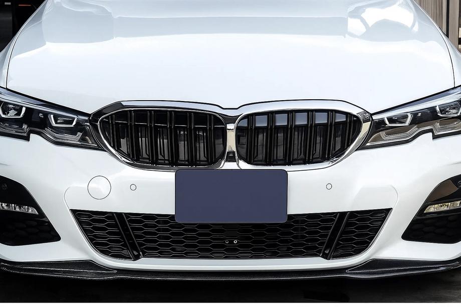 BMW 3 Series G20/G21 2018- M-Look V2 Kidney Grilles (2018-2022, Gloss Black with Chrome Trim) Image