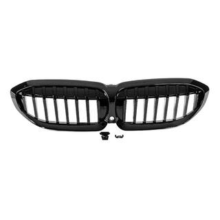 Kidney Grilles 1 Bar (2018-2022, Gloss Black) BMW 3 Series G20/G21 2018- photo 2