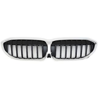 Kidney Grilles 1 Bar (2018-2022, Gloss Black with Chrome Trim) BMW 3 Series G20/G21 2018- photo 2