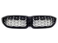 BMW 3 Series G20/G21 2018- Diamond Silver Kidney Grilles (2018-2022, black trim) photo 2