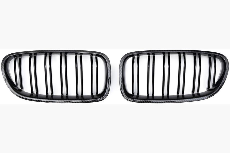BMW 5 Series F10/F11 2010–2016 M-Look Kidney Grilles (gloss black with carbon hydro dip) Photo 2