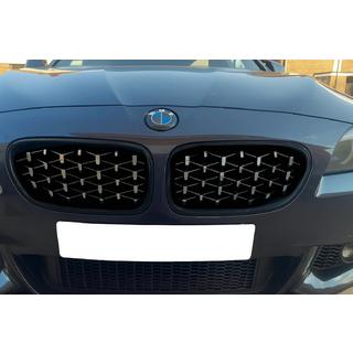 Diamond Silver Grille Inserts (black trim) BMW 5 Series F10/F11 2010–2016 photo 1
