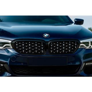 Diamond Silver V1 Grille Inserts (2017-2020, black trim) BMW 5 Series G30/G31 2017–2023 photo 1