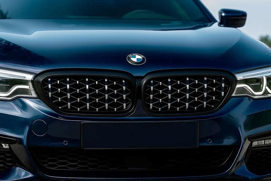 BMW 5 Series G30/G31 2017–2023 Diamond Silver V1 Grille Inserts (2017-2020, black trim) Image