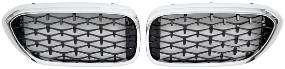 BMW 5 Series G30/G31 2017–2023 Diamond Black V1 Kidney Grilles (2017-2020, Chrome Trim) photo 2