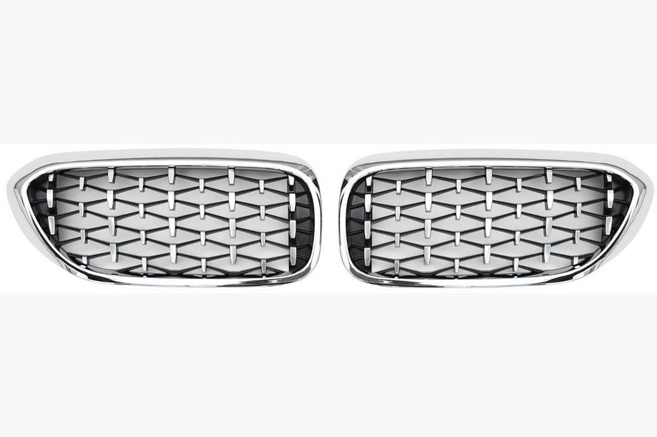 BMW 5 Series G30/G31 2017–2023 Diamond Silver V1 Grille Inserts (2017-2020, Chrome Trim) Photo 2