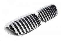 BMW 5 Series G30/G31 2017–2023 Kidney Grilles 1 Bar (2017-2020, Gloss Black with Chrome Trim) photo 2