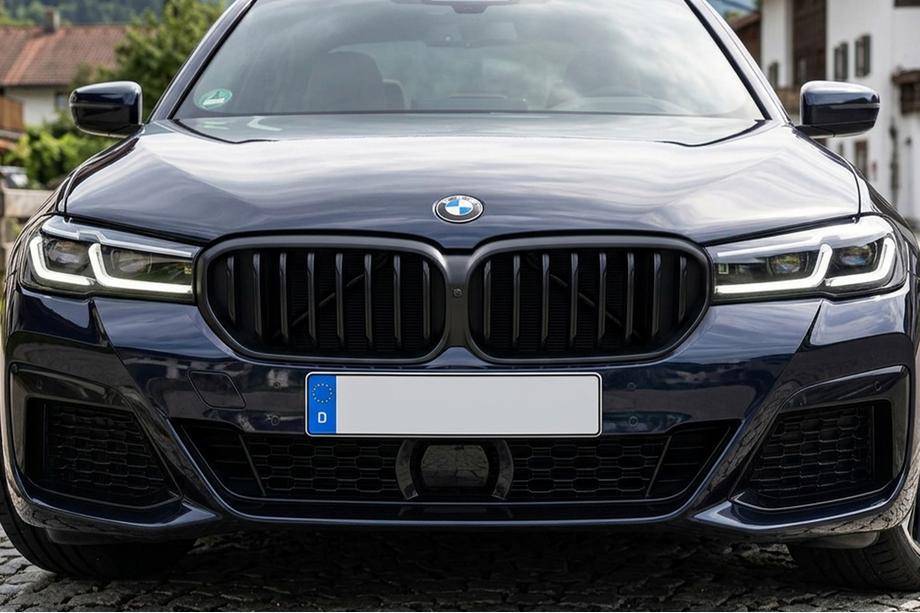 BMW 5 Series G30/G31 2017–2023 Kidney Grilles 1 Bar (2021+, Matte Black) Image