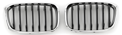 BMW X3 G01 2018- Kidney Grilles 1 Bar (2018-2021, Gloss Black with Chrome Trim) photo 2