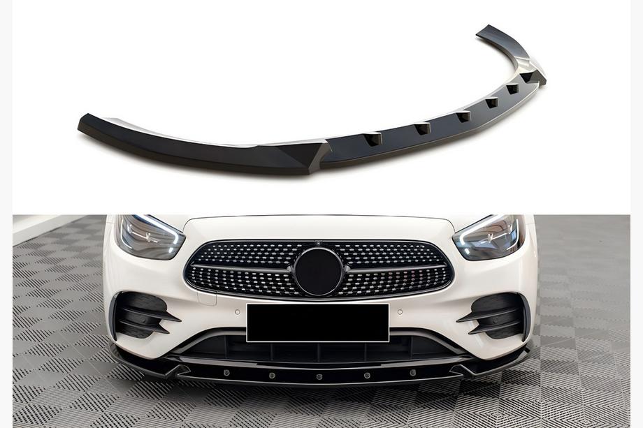 Mercedes E-class W213 2016-2023 Front Lip Spoiler DPT (for AMG-Line, 2020-2023, Gloss Black) Image