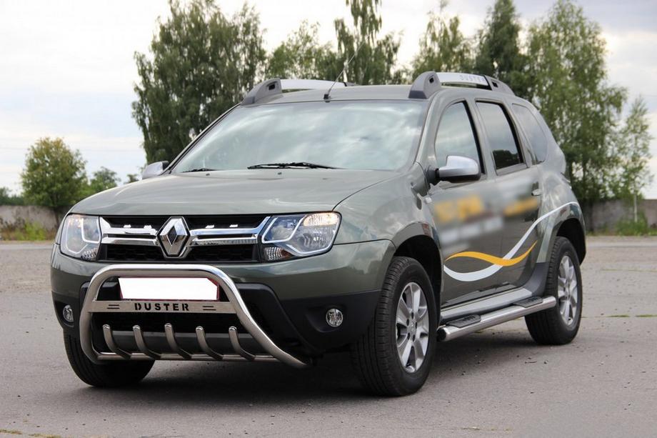 Dacia Duster 2008-2018 Bull Bar with Inscription WT004 (Stainless Steel) Image