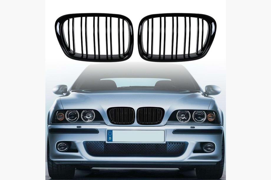 BMW 5 Series E39 1996-2003 M-Look Kidney Grilles (2000-2003, Gloss Black) Image