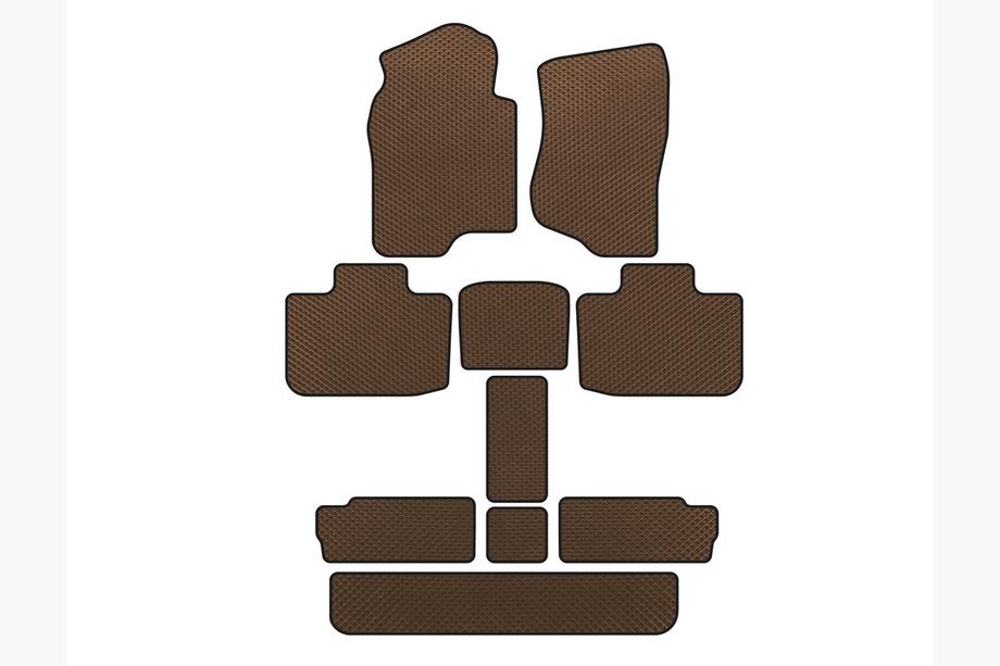 Cadillac Escalade 2007-2014 EVA Floor Mats (3 Rows, Brown) Image