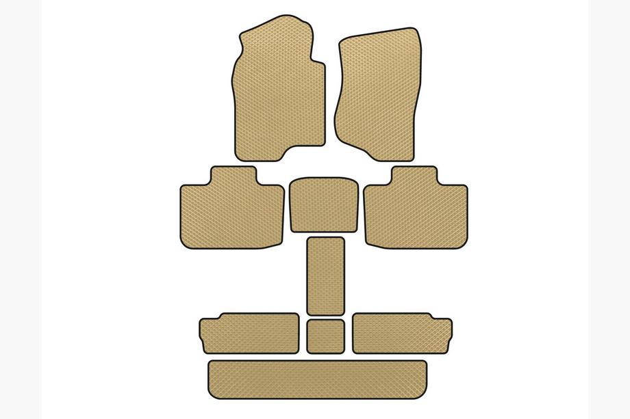 Cadillac Escalade 2007-2014 EVA Floor Mats (3 Rows, Beige) Image
