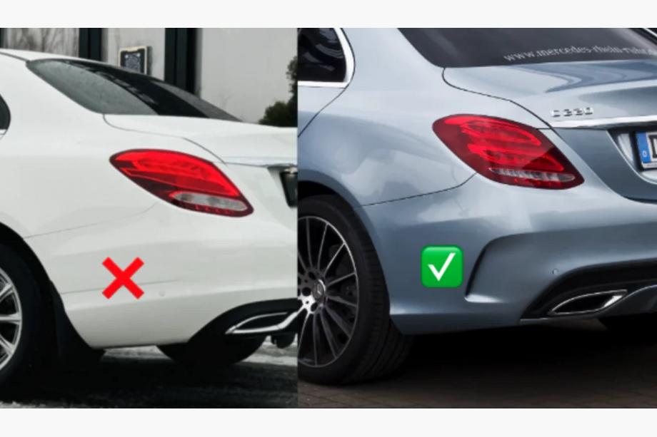 Mercedes C-class W205 2014-2021 Rear Diffuser with Tips Silver (C63 Design 2018-2021) Photo 2