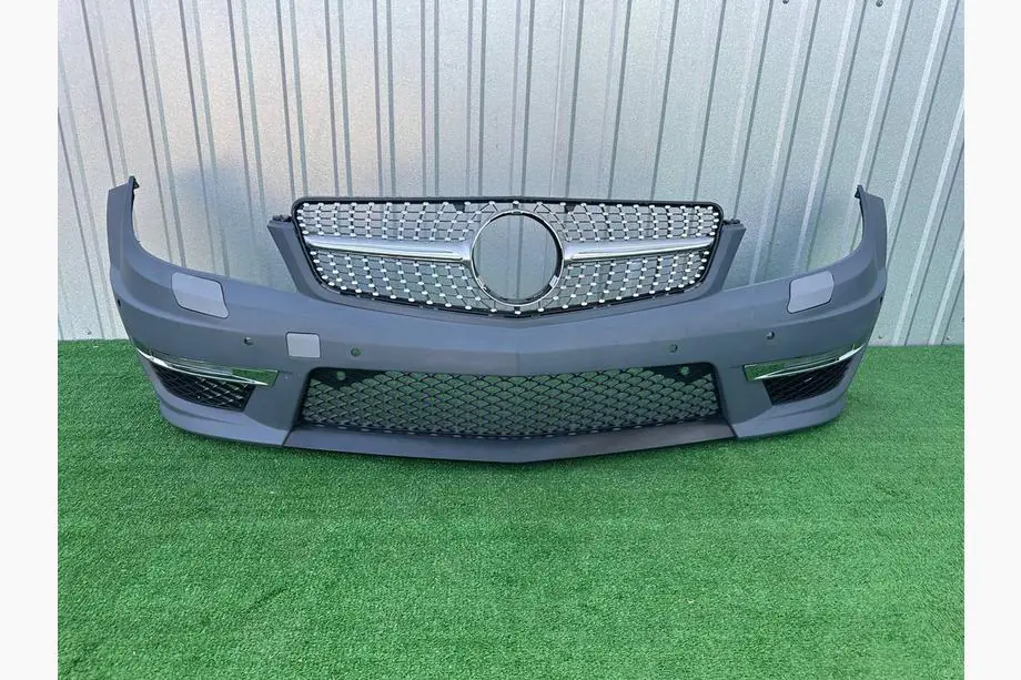 Mercedes C-class W204 2007-2015 Front bumper 2011-2014 AMG C63 with Diamond Silver grille Image