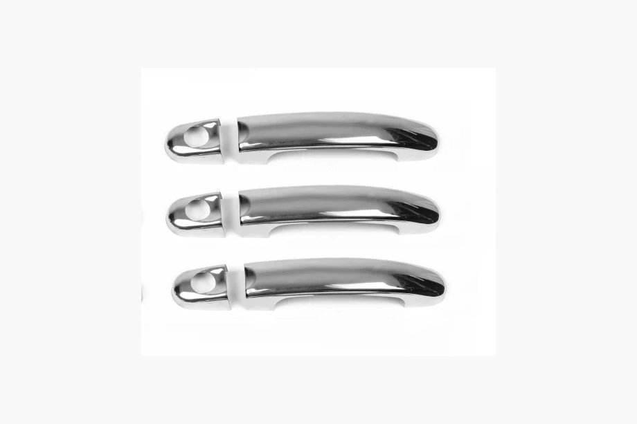Volkswagen T5 Transporter 2003-2010 Chrome door handle covers with keyhole (3 pcs, stainless steel) Photo 1