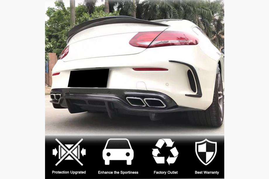 Mercedes C-class W205 2014-2021 Rear Bumper Diffuser V2 (for Coupe/Cabriolet C63 AMG 2015-2019, Carbon) Photo 2