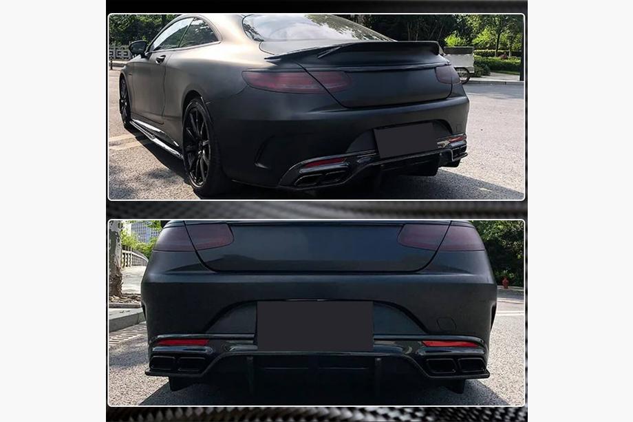 Mercedes C-class W205 2014-2021 Rear Bumper Diffuser V2 (for Coupe/Cabriolet C63 AMG 2015-2019, Carbon) Photo 4
