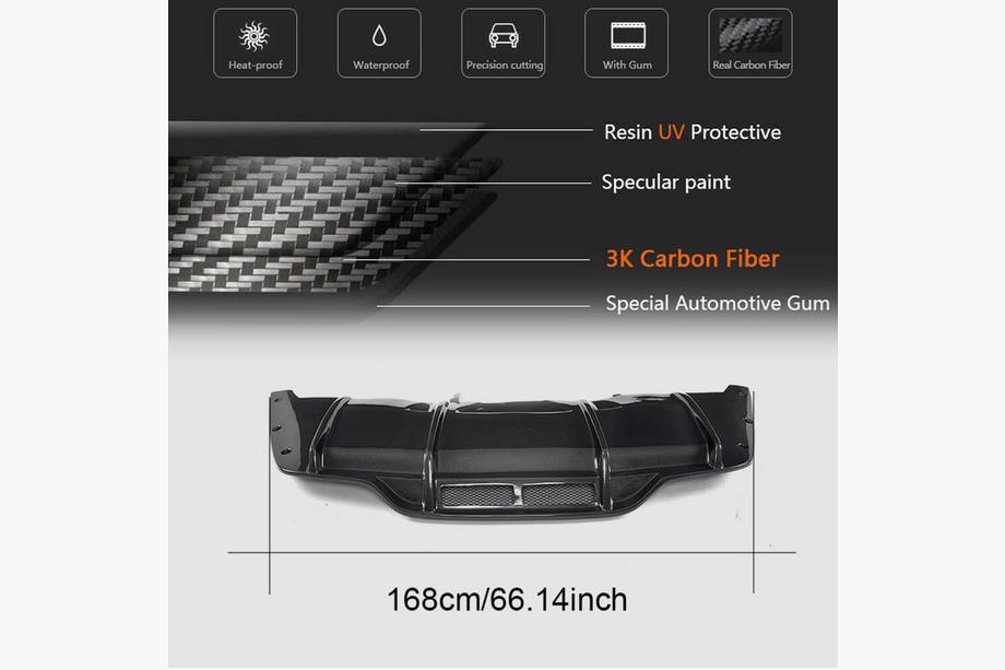 Mercedes C-class W205 2014-2021 Rear Bumper Diffuser V2 (for Coupe/Cabriolet C63 AMG 2015-2019, Carbon) Photo 5