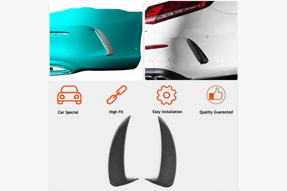 Mercedes C-class W205 2014-2021 Rear Bumper Extensions V1 (for Coupe/Cabriolet Base/AMG-Line/C43 AMG 2015-2019, Carbon) Photo 2